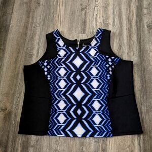 New Lane Bryant Blue Black White Rash Guard Sleeveless Swim wear top 26/…